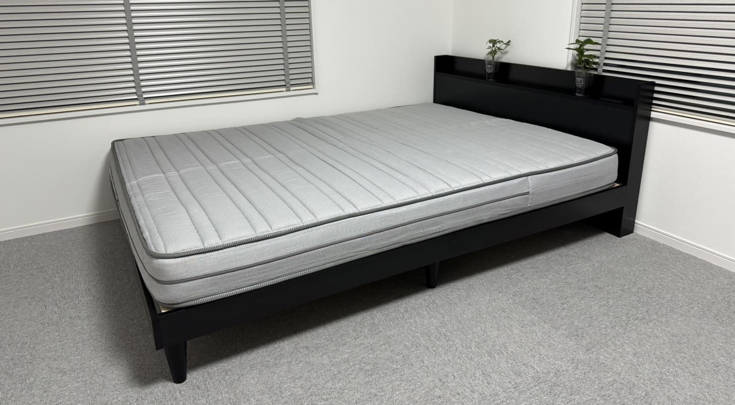 「BED STYLE」 大人モダンな部屋に 棚・コンセント付きデザインすのこベッド (ダブル)レビュー | RUMULOG